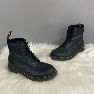 Women size 8 Men size 7 Dr Marten 1460 black leather combat boots nappa